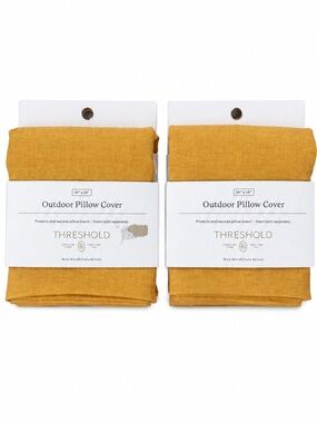 Threshold Mustard Gold Outdoor Pillow Covers 18 x 18 Set of 2 NWT